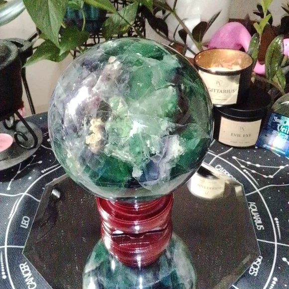 7.1 LB HUGE Druzy Statement Fluorite Crystal Ball Sphere Mineral & Many Rainbows - Picture 6 of 13